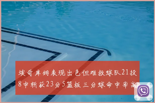 埃奇库姆表现出色但难救球队21投8中斩获23分5篮板三分球命中率高达45